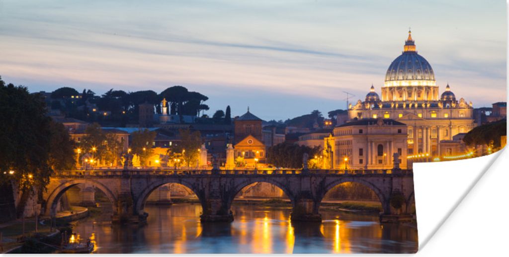 MuchoWow Poster Rom - Brücke - Stadt 40x20 cm - Poster für die Wand - Poster Schlafzimmer