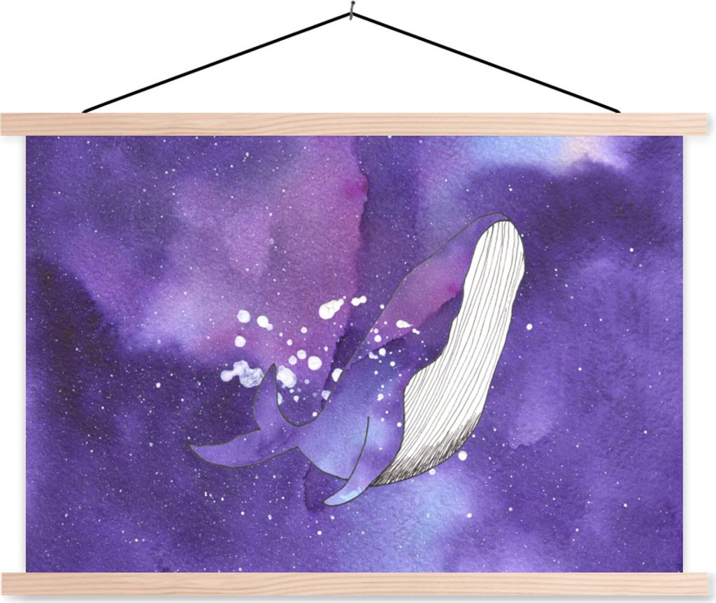 MuchoWow Textilposter Wal - Raum - Farben 60x40 cm mit holzfarbenen Rahmen - Bilder