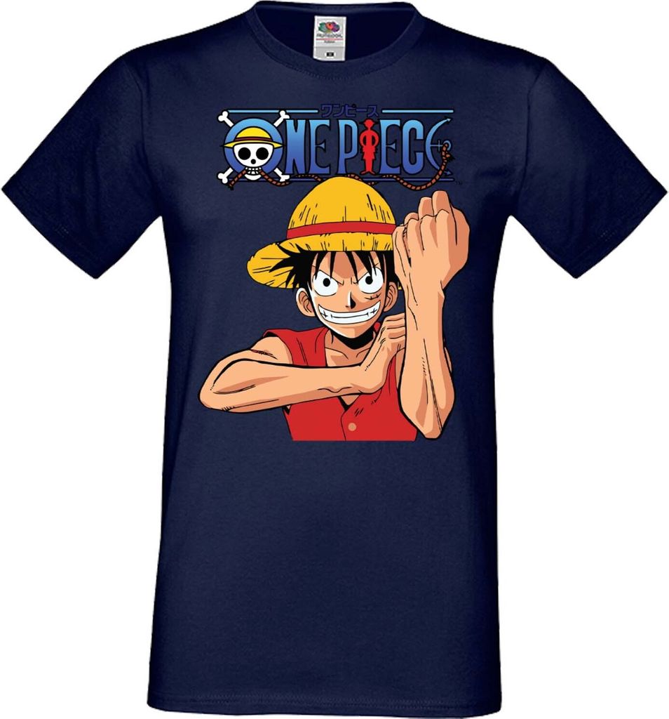 Herren T-Shirt Manga Anime One Manga Piece Anime 05 Devil Fruit Boy, Man L / Dunkelblau