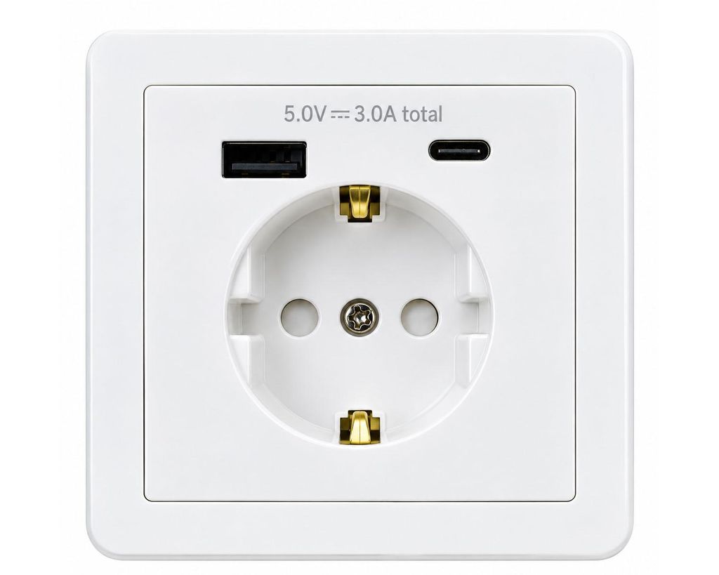 SILVERCREST USB Steckdose Unterputz 1x USB-A 1x USB-C 3A 5V Produktbild 