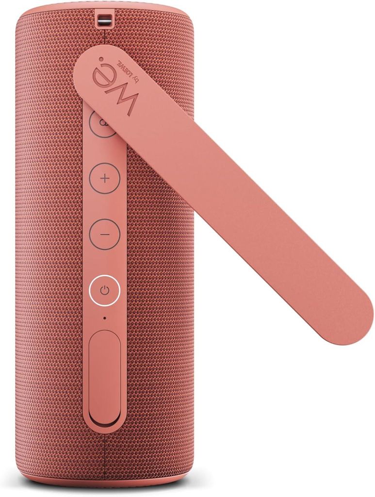 We.HEAR 1 Coral Rot, Bluetooth-Lautsprecher, 40W, wasserfest, tragbar, wiederaufladbar, 14h lange Akkulaufzeit, für den Außen- und Innenbereich