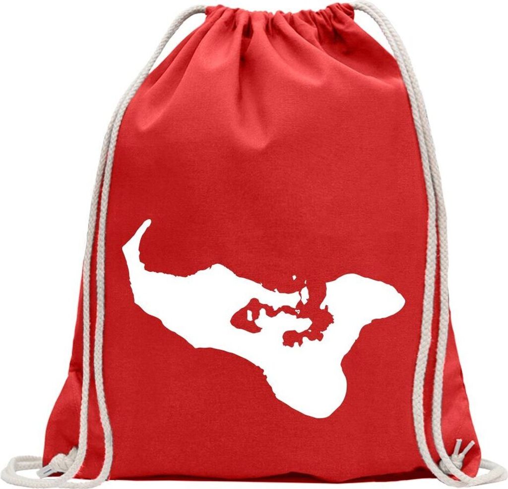 Kiwistar - Turnbeutel - rot - Tonga Umriss Kontur - Fun Rucksack Sport Beutel Gymsack Baumwolle mit Ziehgurt
