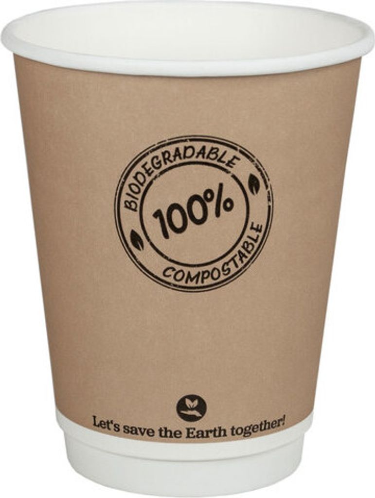 25x Doppelwandbecher CoffeeToGo PLA bis 100°C | 300ml Ø9cm