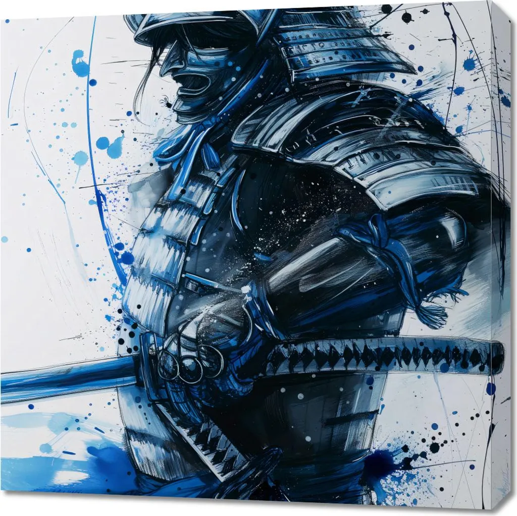 Quadro Tecnico Samurai Blu 70x70 UVgel - Alta Definizione su Tela