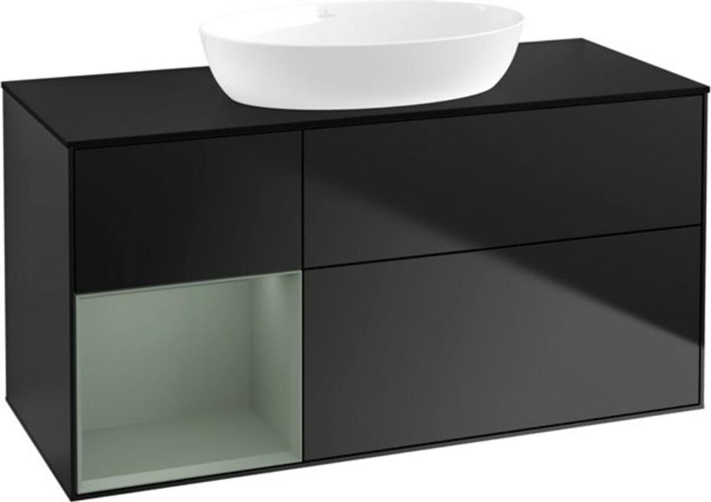 V&B Waschtischunterschrank Wandbeleuchtung Finion 120cm, Pl b m, Reg Oli. m Lac, bla m Lac