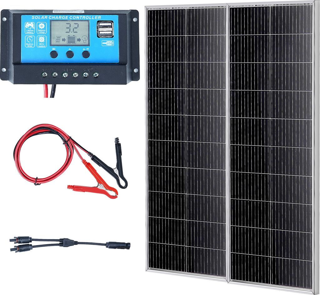 Zestaw paneli słonecznych VEVOR 200W z 2 monokrystalicznymi Zdjęcie produktu 