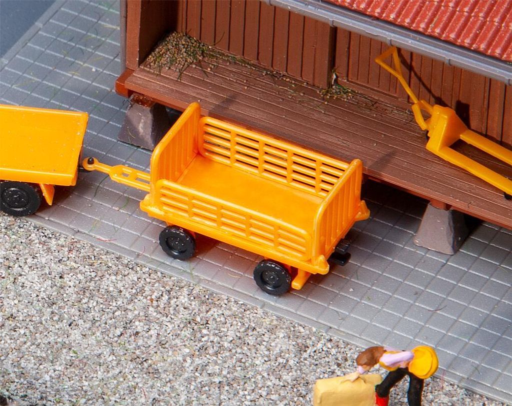 Faller 180991 - 1/87 / H0 2 Bahnsteigwagen, orange - Neu
