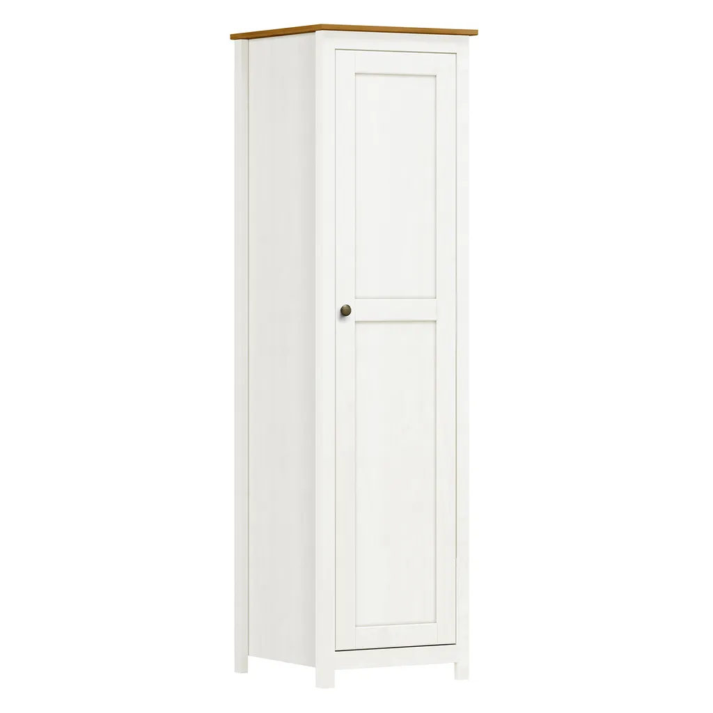 Armoire à 1 porte TOPAZIO en pin massif blanc style Shabby Chic