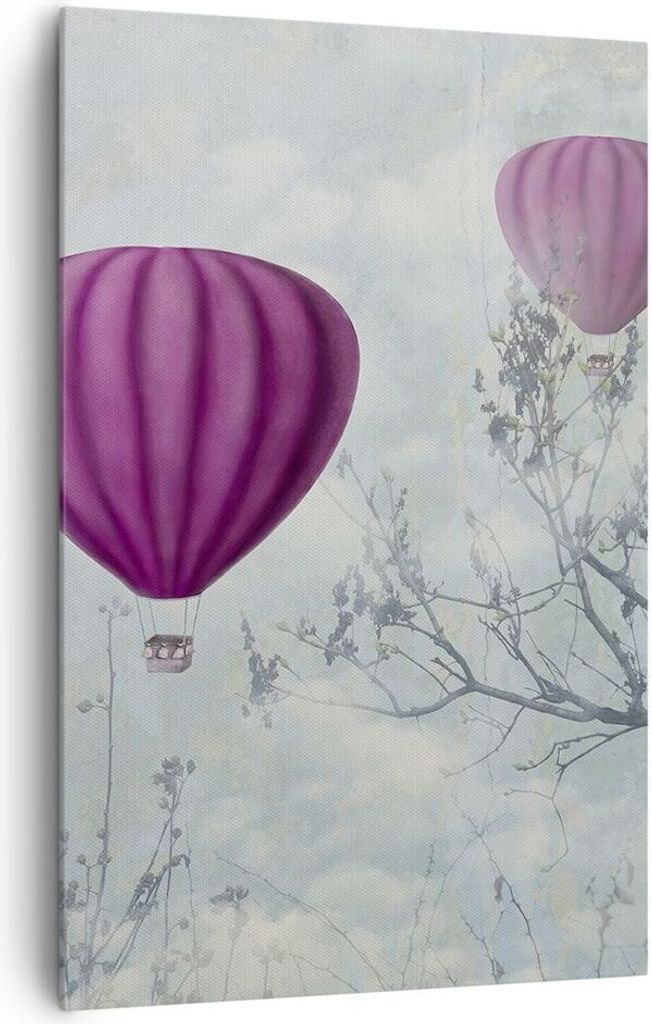 Bild auf Leinwand - Leinwandbild - Einteilig - Ballon Baum Flug - 80x120cm - Wand Bild - Wanddeko - Wandbilder - Leinwanddruck - Wanddekoration - L...