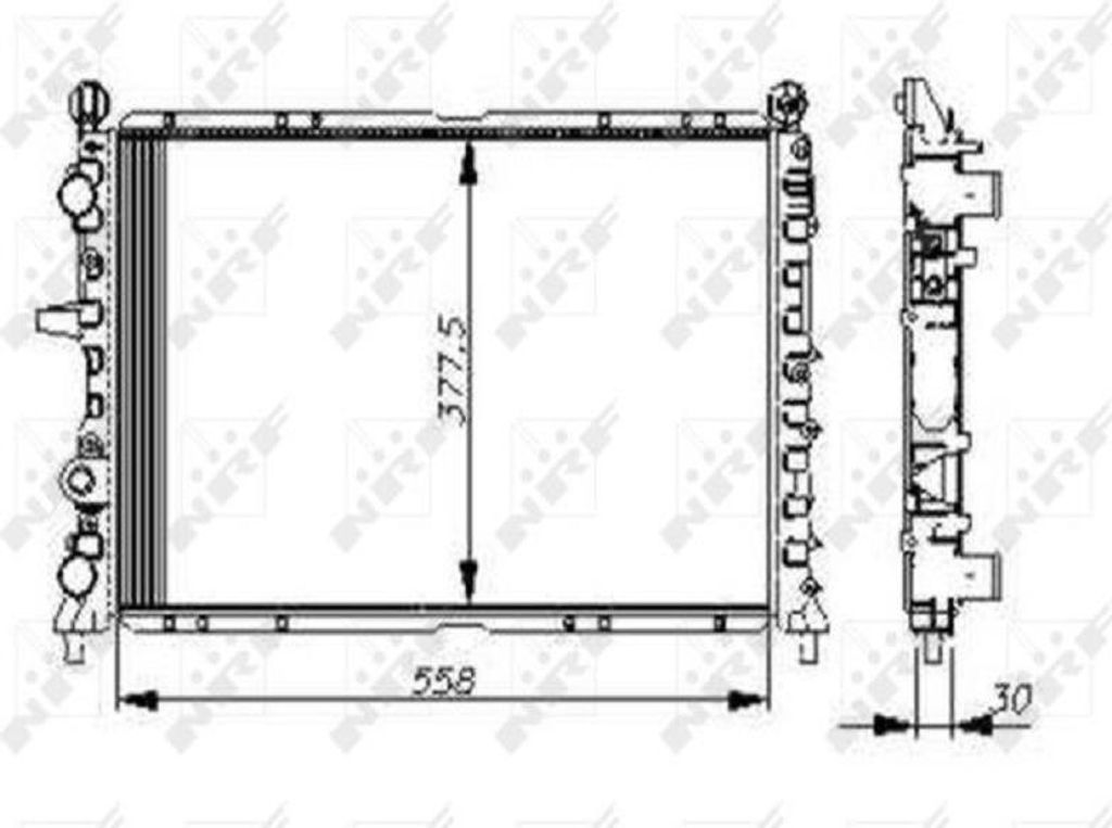 Kühler Motor Kühlrippen 558 - 378 mm Alu NRF für u.a. LANCIA DEDRA