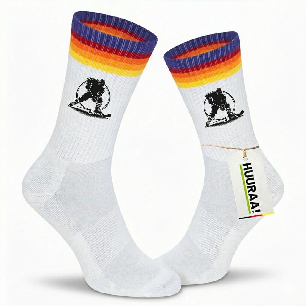 Huuraa Unisex Socken Eishockey Hockey 37/41 Rainbow Baumwolle Tennissocken Geschenkidee