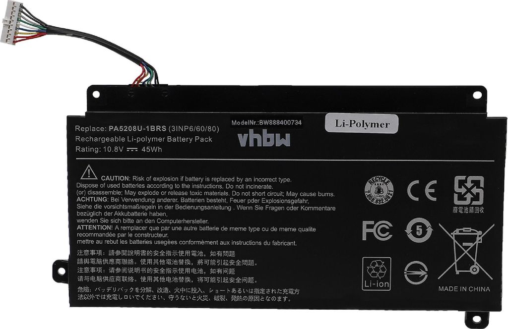 vhbw Akku kompatibel mit Toshiba Satellite Radius P55W-C5321-4K Notebook (4166 mAh, 10,8 V, Li-Polymer)