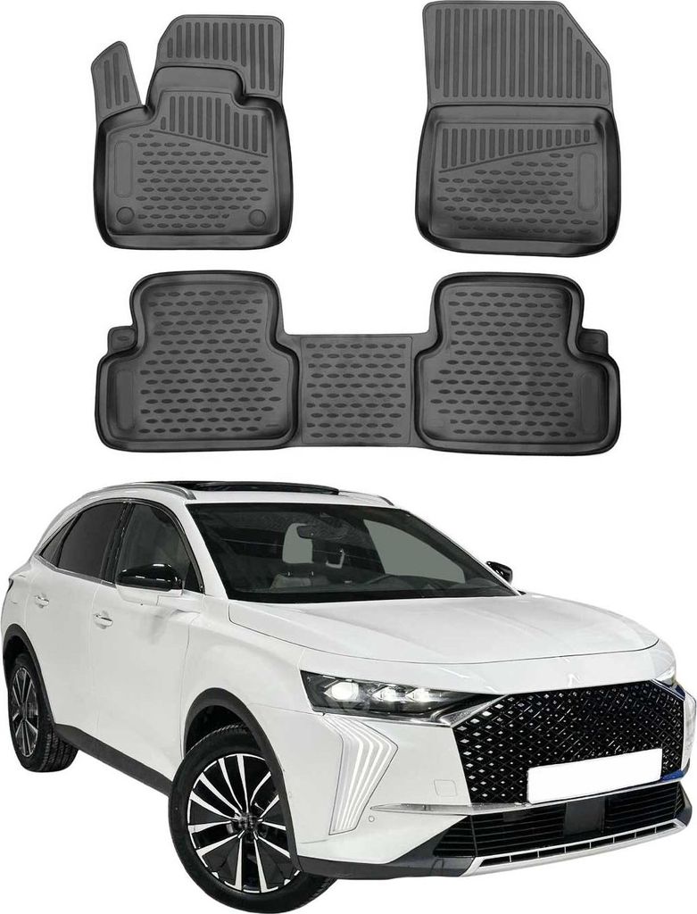 OMAC Gummimatten Fußmatten für DS DS7 Crossback 2017-2024 TPE Schwarz 3x