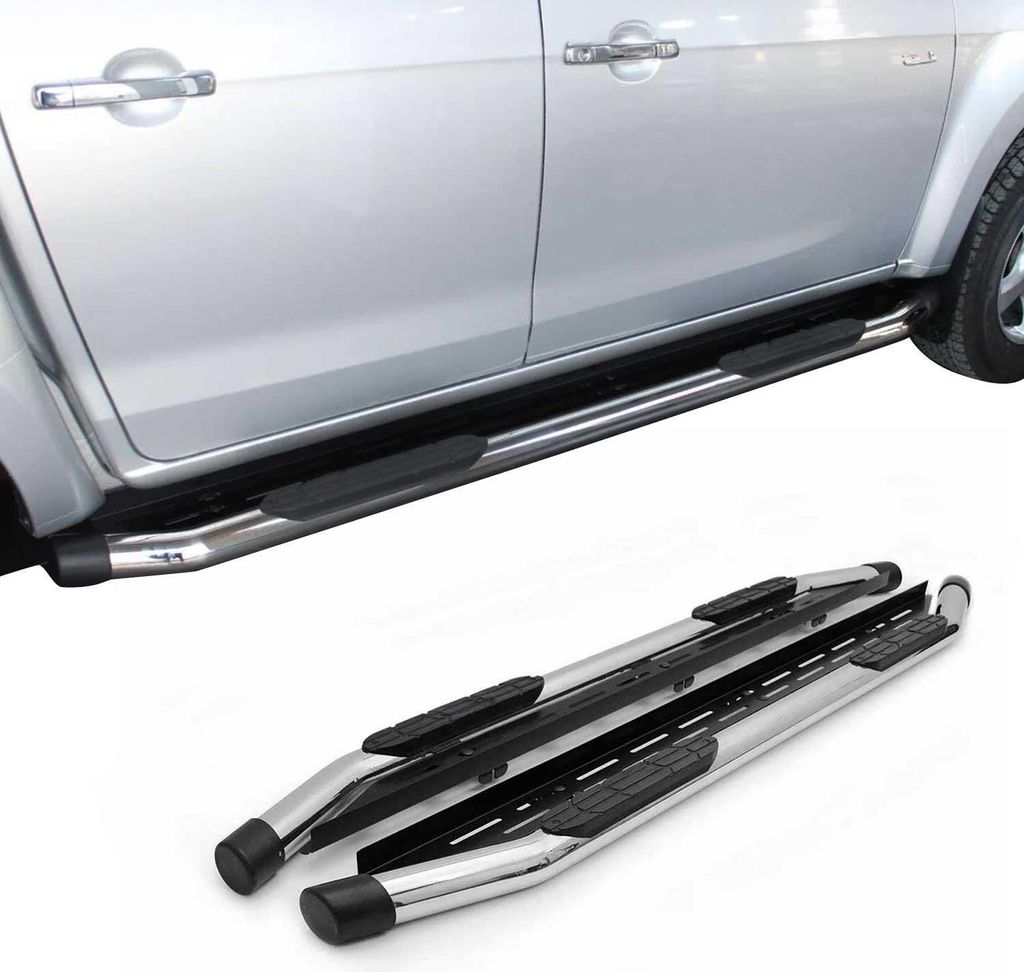 Edelstahl Trittbretter Schwellerrohre für Toyota Hilux DoubleCab 2006-15 Silber