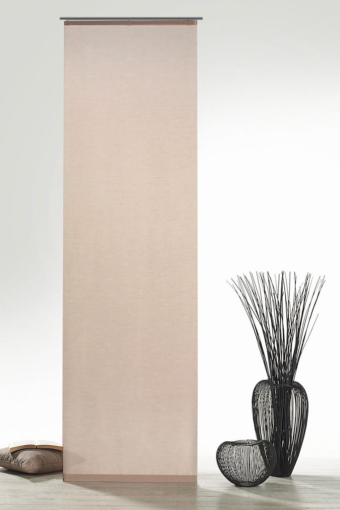 heimtexland Schiebegardine Natural Chic mit Zubehör Flächenvorhang Batist Optik Natur Matt Schiebevorhang Gardine HxB 245x60 cm Typ410 hellbraun