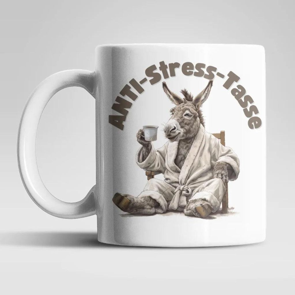 Anti Stress Esel Kaffeetasse Teetasse Tasse Geschenkidee Produktbild 