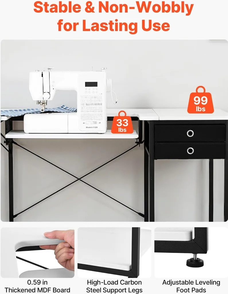 Table à couture transformable en bureau pour ordinateur et télétravail
