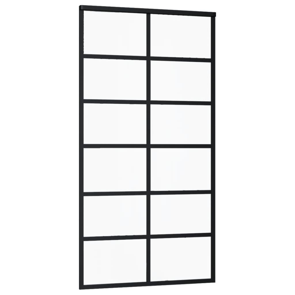 vidaXL Schiebetür ESG-Glas und Aluminium 102x205 cm Schwarz