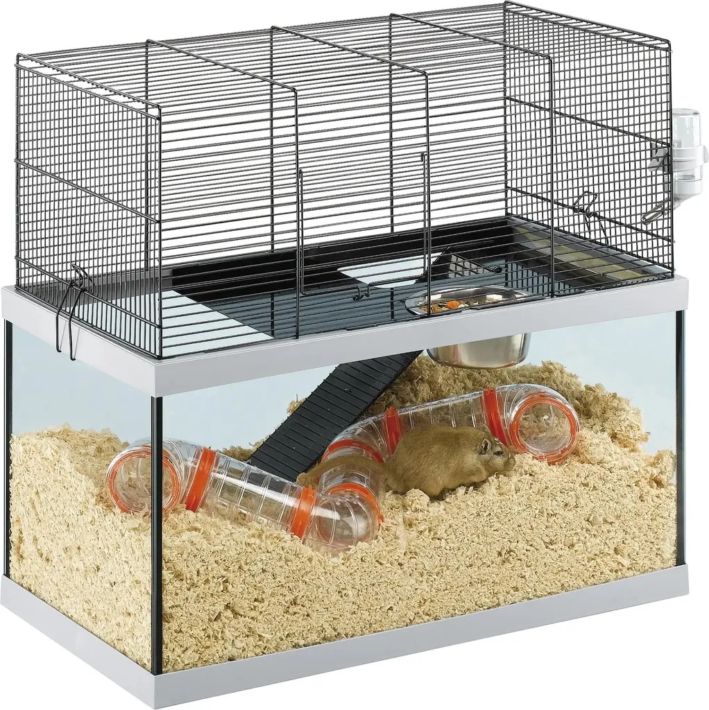 Cage Ferplast Gabry 60 pour Gerbilles avec Cuve en Verre et Accessoires