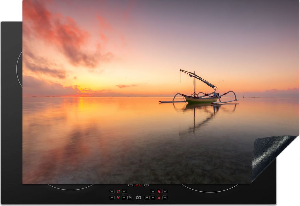 KitchenYeah Herdabdeckplatte Bild eines Sonnenuntergangs auf Bali , 76x51cm, Küche Deko, Glaskeramikkochfeld Herdabdeckung, Abdeckplatte fùr Ko...