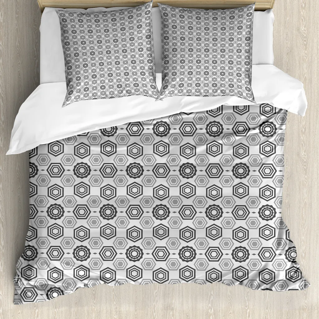Set Copripiumino Geometrico ABAKUHAUS 155x220 Antiacaro Grigio