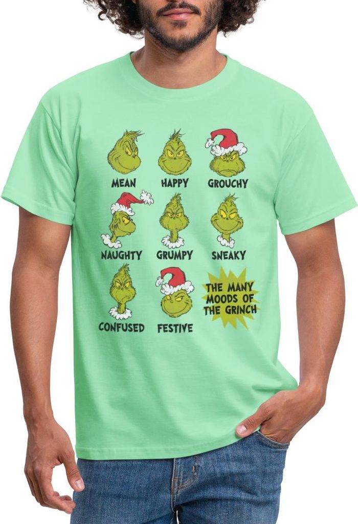 Spreadshirt Der Grinch Moods Of The Grinch Stimmungen Männer T-Shirt, XXL, Mintgrün