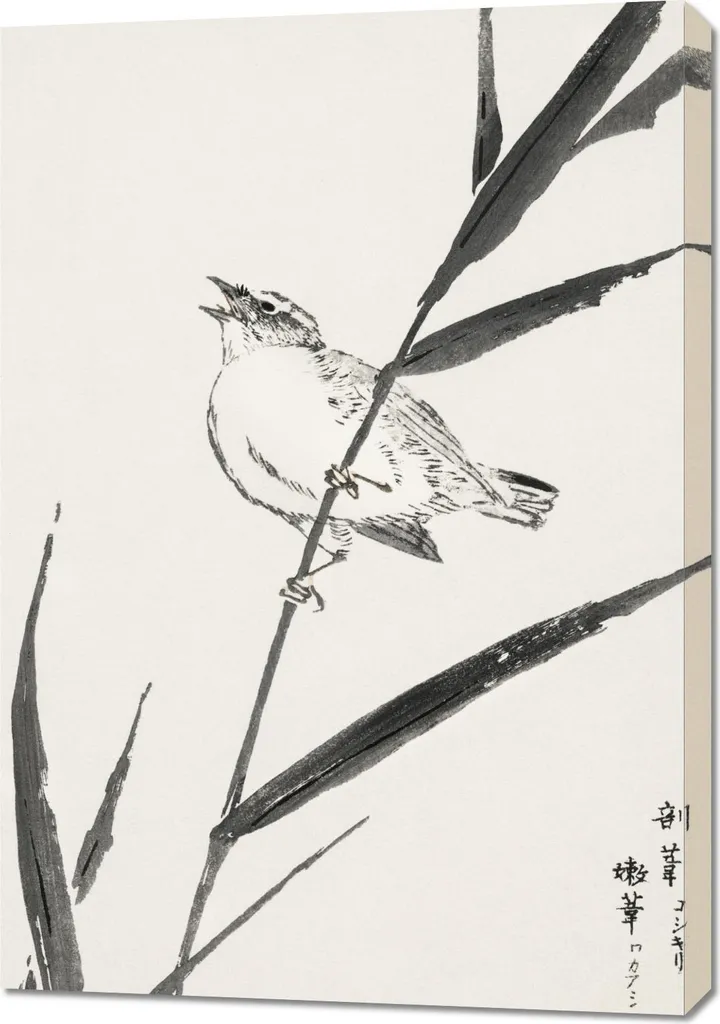 Offerta Quadro Giapponese Vintage 70x100 | Stampa Kashu Reed-Bunting