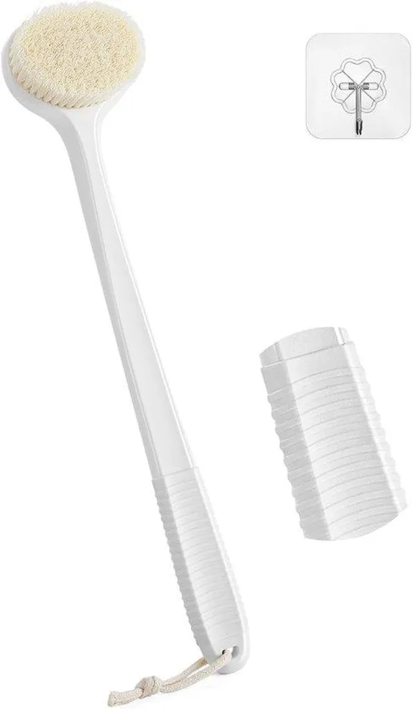 Brosse de nettoyage à manche long ergonomique blanche à poils souples