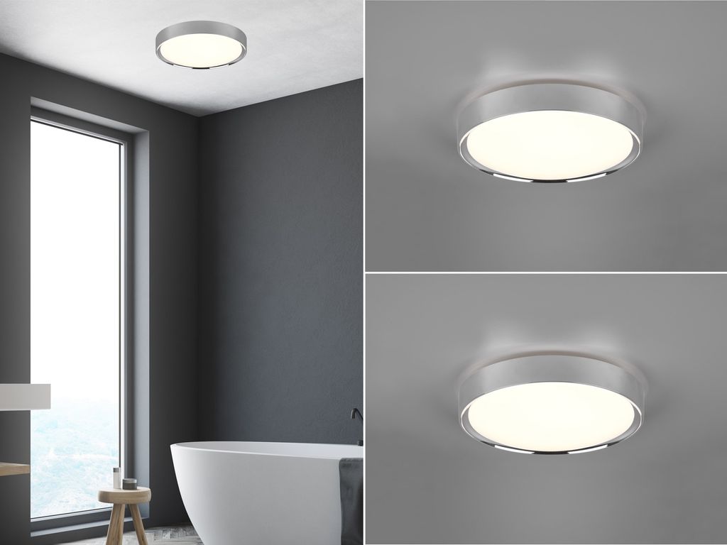 LED Deckenleuchten Set Silber Ø33cm Lampe für Badezimmer, Gäste WC & Feuchträume