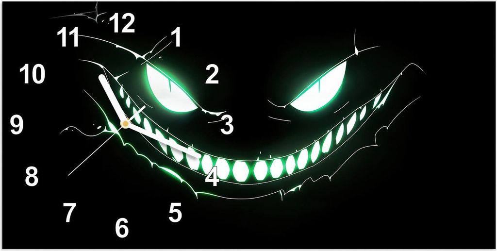 Wanduhr aus Glas mit Motiv Grinsendes Gesicht- 60 x 30 cm - Produktbild 
