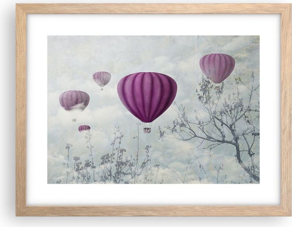 Gerahmtes Poster - Rahmen in heller Eiche - Ballon Baum Produktbild 
