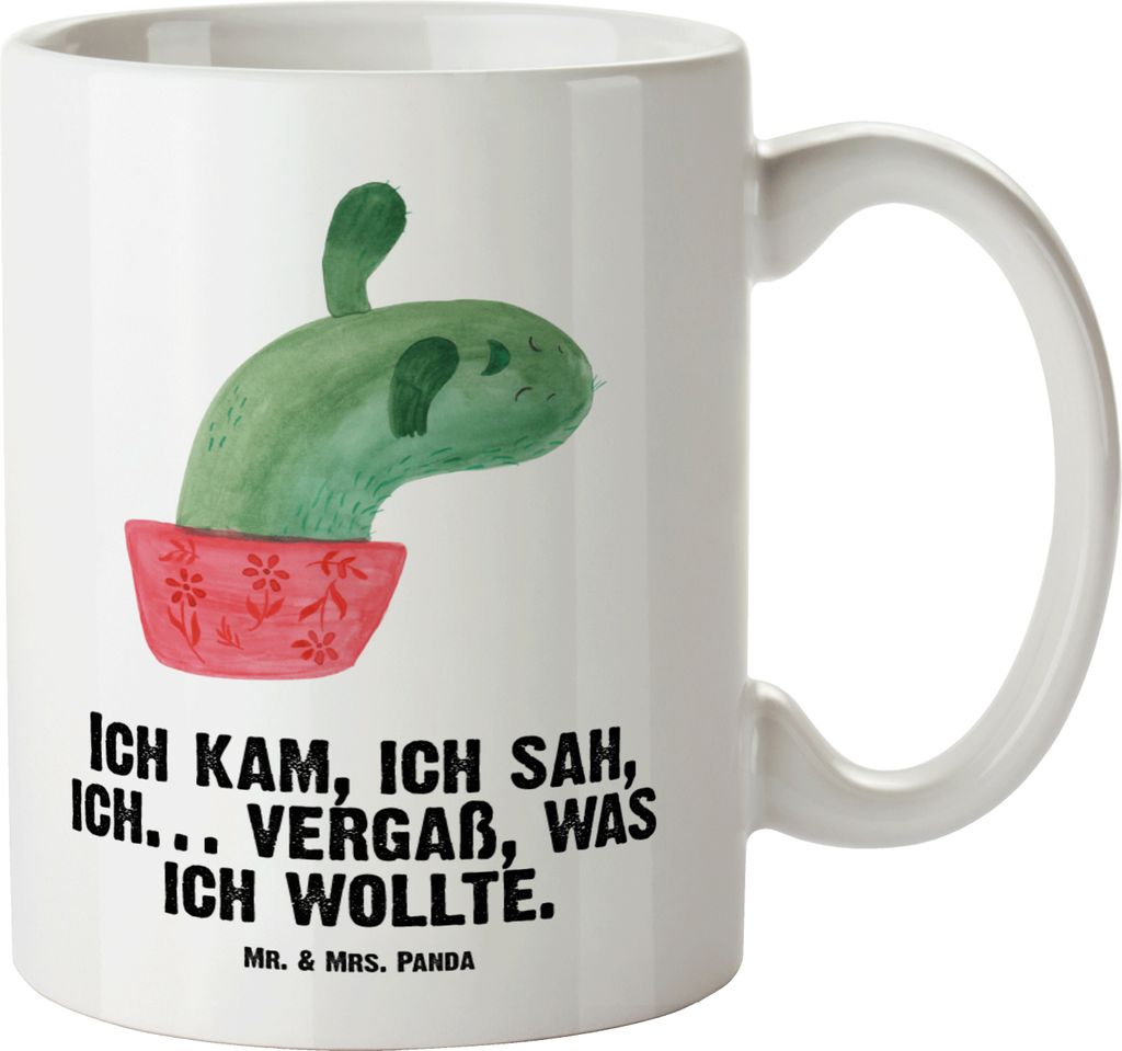 Mr. & Mrs. Panda Große Teetasse Kaktus Mama - Weiß - Geschenk, Quote, Motivation, jumbotasse, Kakteen, steingut tasse, Ärger, Keramiktasse, Pott...