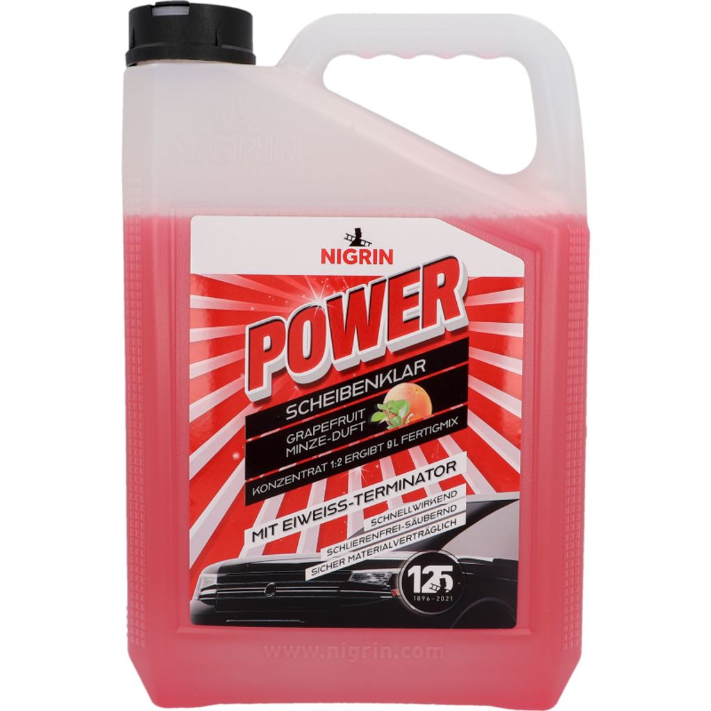 NIGRIN POWER Scheibenklar Konzentrat 1:2 Grapefruit-Minze-Duft, mit Eiweiß-Terminator, 3l