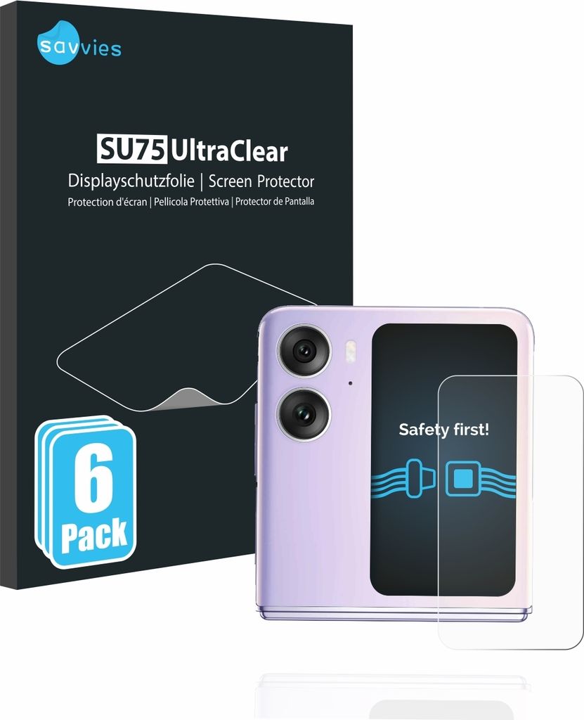 6x Für Oppo Find N2 Flip (Hinteres Display) Schutzfolie Savvies Displayschutz Display Schutz Folie Klar Transparent