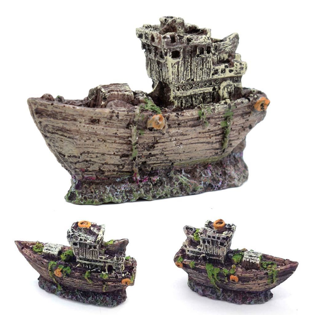 Aquarium Mini versunkenes Schiff Harz Boot Modell Aquarium Produktbild 