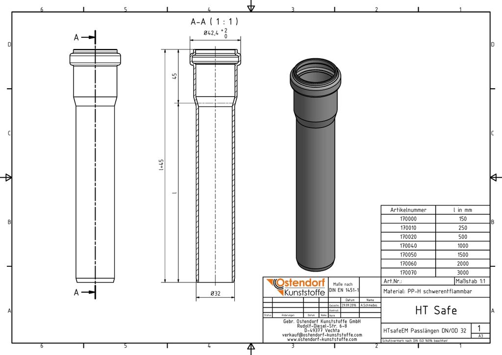 Ostendorf HTsafe HT-Rohr mit Muffe DN 32 mm | Kaufland.de