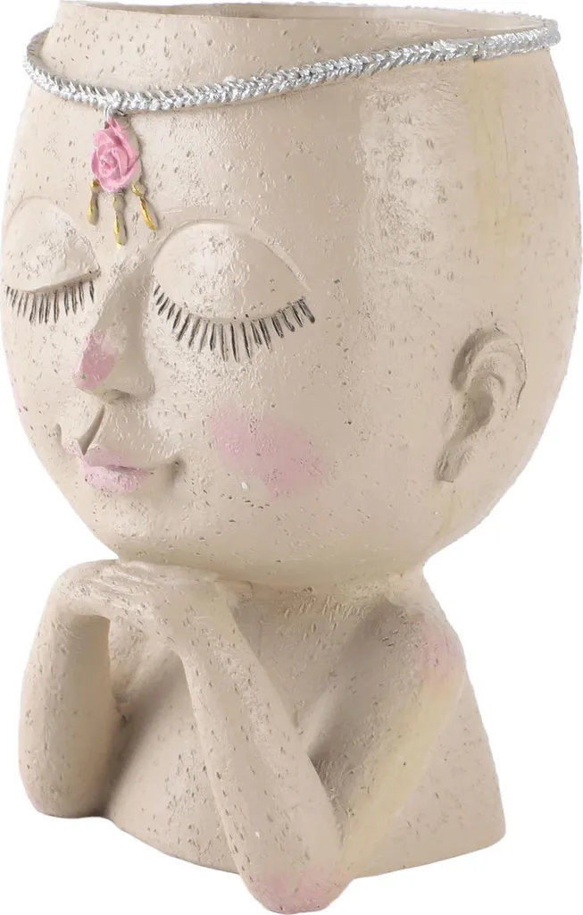 Pot de fleurs visage Princesse en résine avec drainage pour succulente - 6