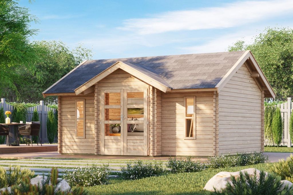 Gartenhaus 38mm Wände Blockbohlenhaus Gerätehaus NORDLAND naturbelassen 507x401x293 cm