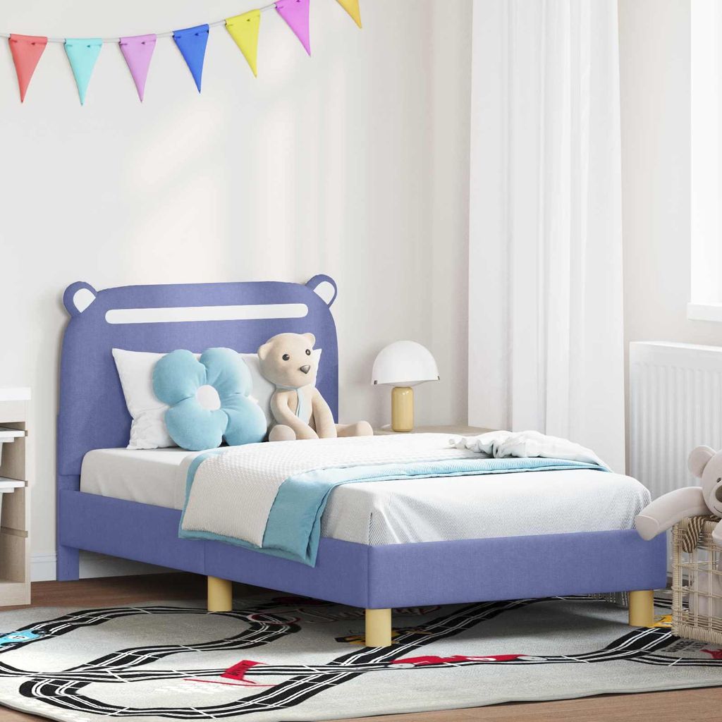 Maison Exclusive - Kinderbettgestell mit Kopfteil Jeans blau 80 x 160 cm Stoff