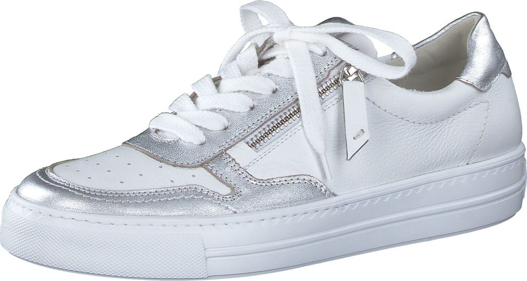 Paul Green Sneaker - Weiß / Silber Leder Größe: 38.5 Normal