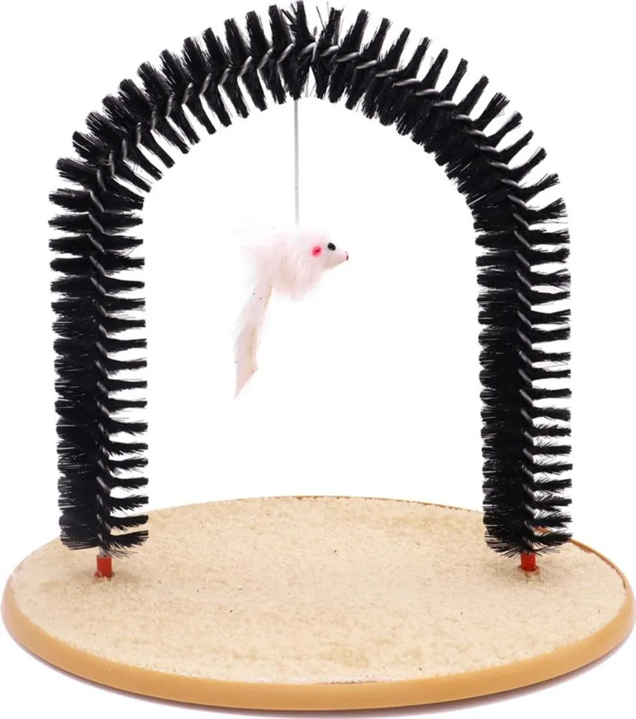 Grattoir pour chat et arche de toilettage en plastique noir rigide