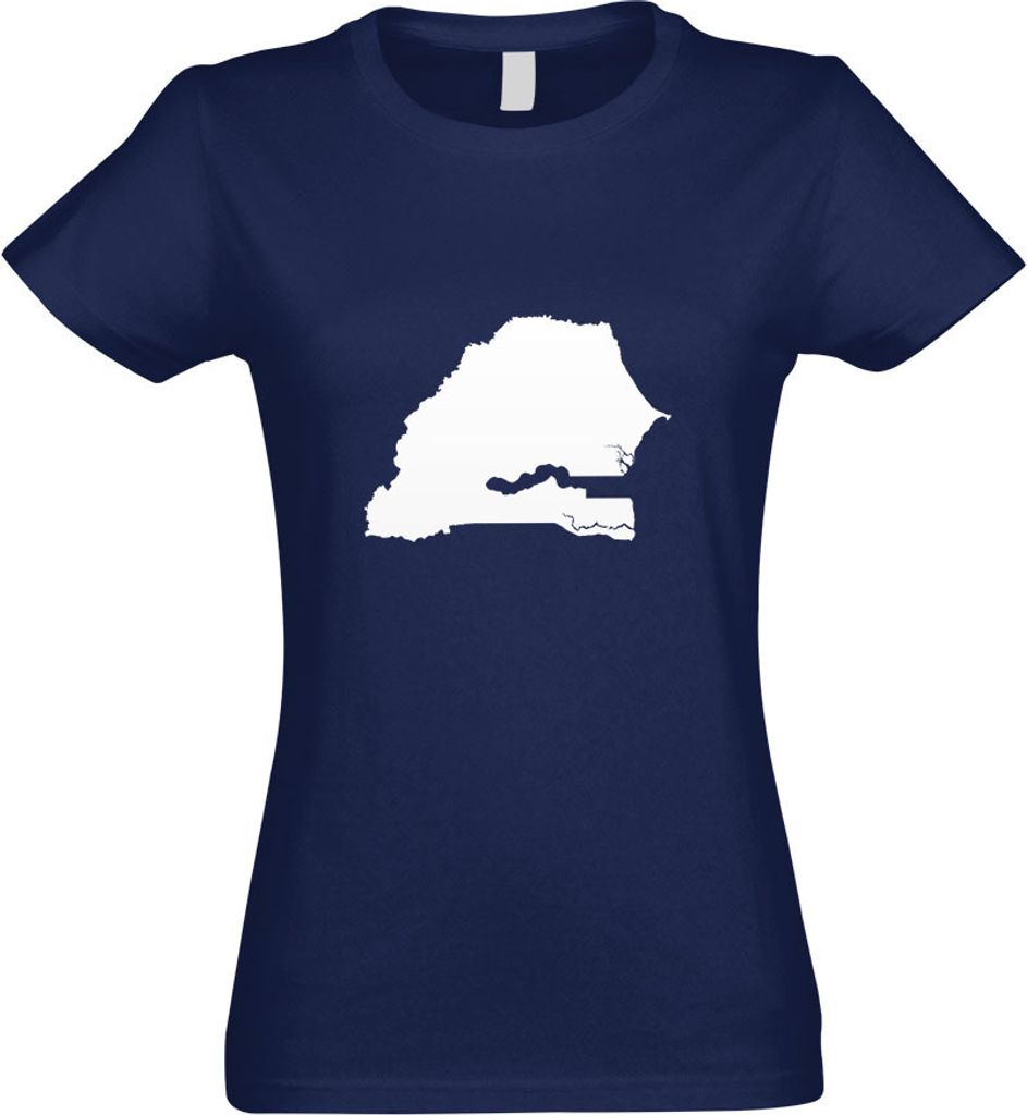 Kiwistar - T-Shirt tailliert - Damen - Navy - Senegal Umriss Kontur - mit Motiv Bedruckt - Funshirt Design - Sport - Freizeit - Damen - L