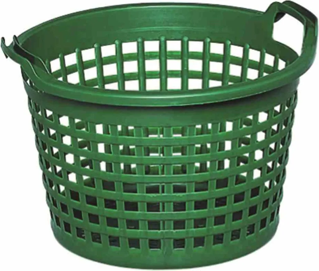 Panier de jardinage rond 50 kg vert pour ramassage feuilles et herbe