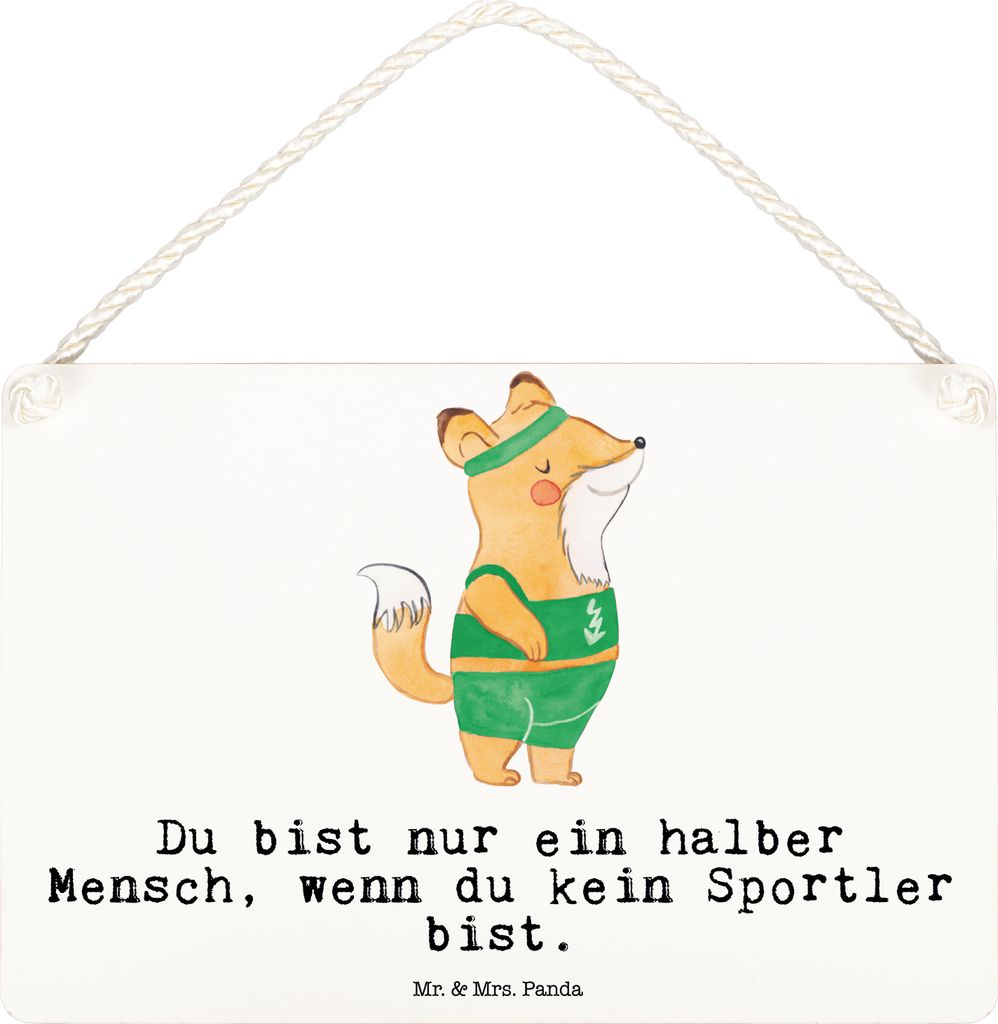 Mr. & Mrs. Panda Wandbild Holz Sportler Herz DIN A6 - Weiß - Geschenk, Holzschild, holzbild, Türschild, Schild, hängeschild