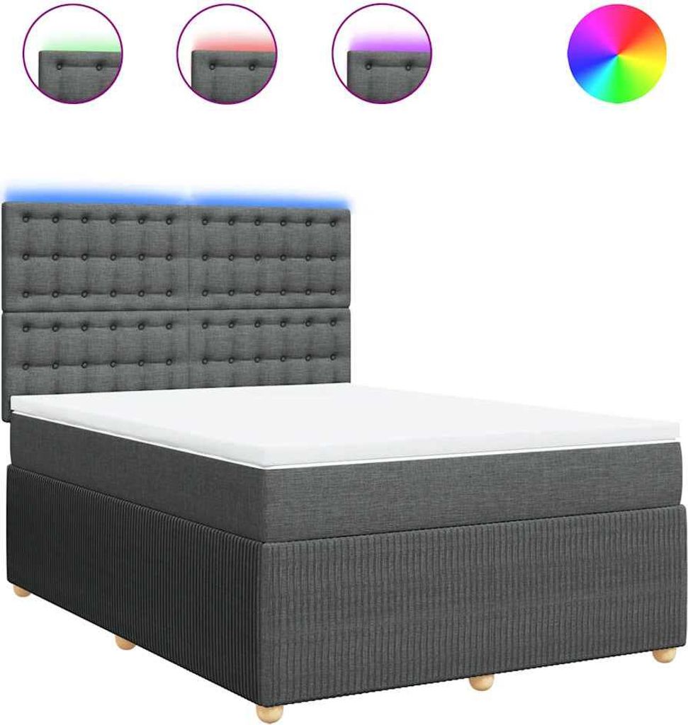 vidaXL Boxspringbett mit Matratze Dunkelgrau 160x200 cm Stoff