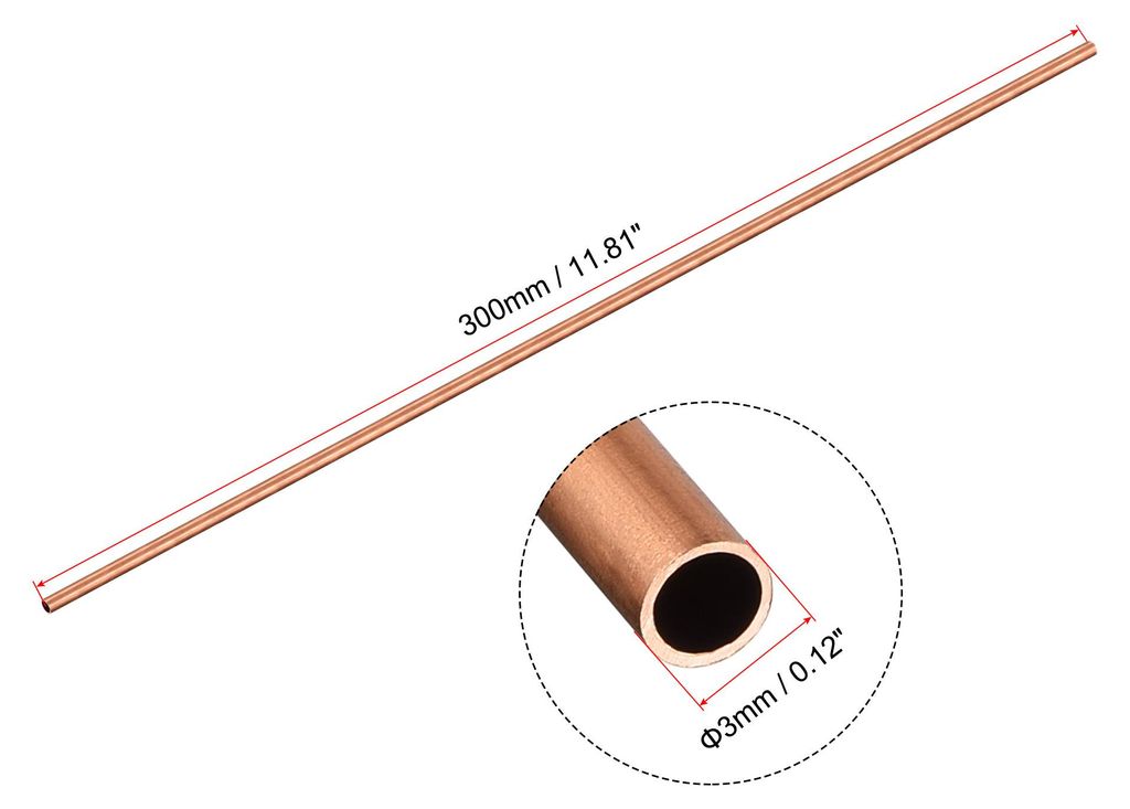 4 Stš¹ck 300mm L?nge Kupferrohr 3mm Au?endurchmesser, Nahtlose Gerades Rohr 0,25mm Wandst?rke, Kupfer Rundrohr fš¹r Industrie Bauwesen Garten H...