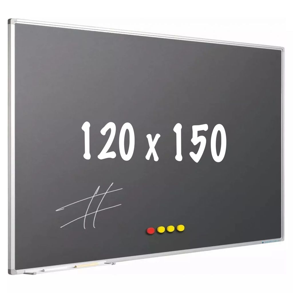 Kreidetafel PRO Hobert - Magnetisch - Schultafel - Einfache Montage - Emaillierter Stahl - Grau - 120x150cm