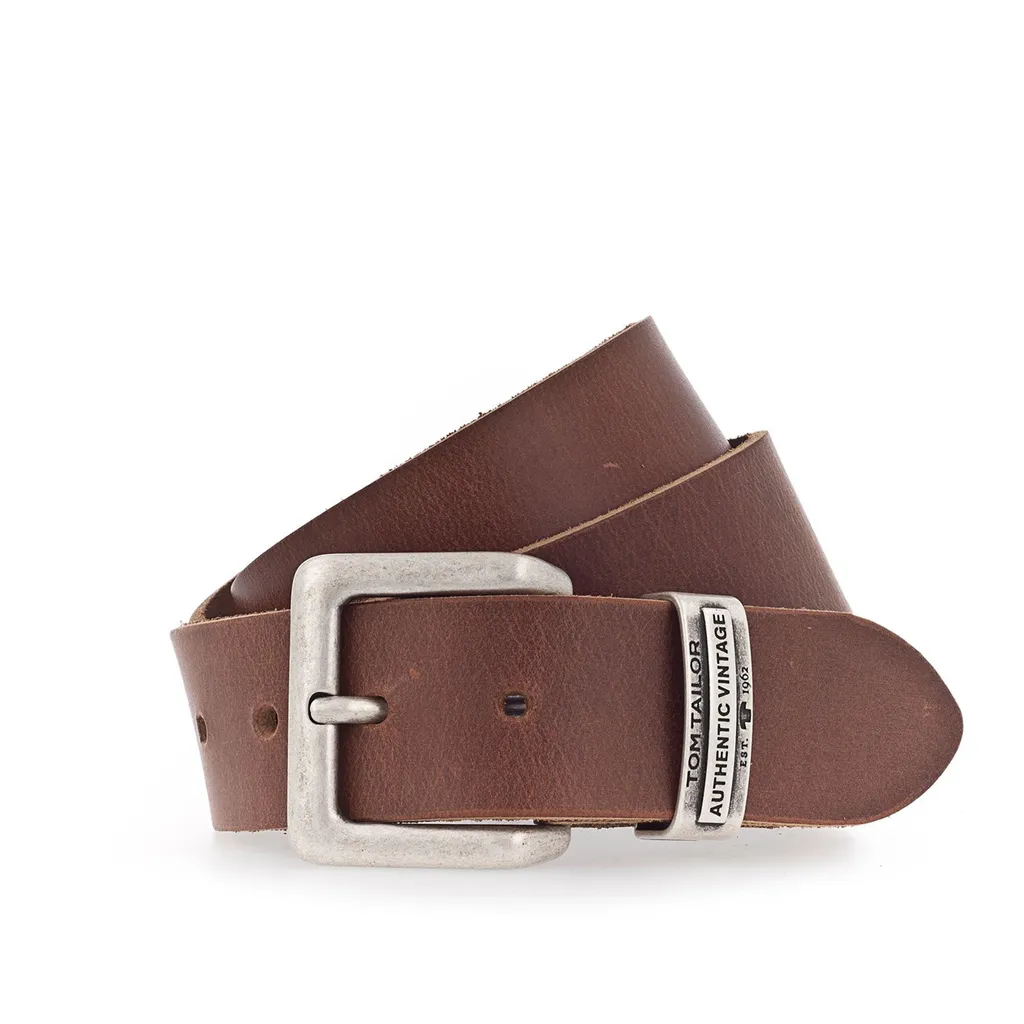 TOM TAILOR Cintura Uomo 4.0 W90 Cognac | Vera Pelle Cuoio Classica