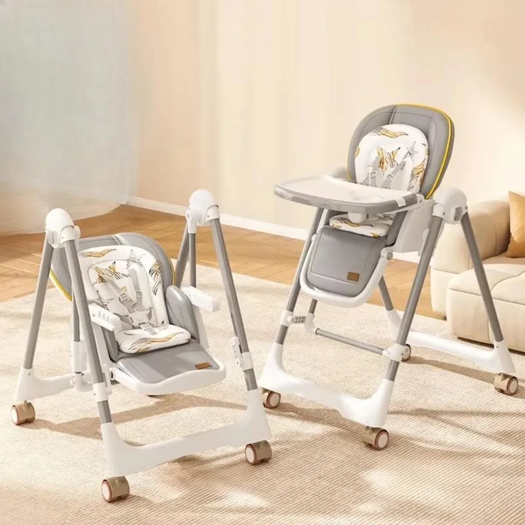 Siège de table bébé multifonctions Gris avec hauteur réglable évolutif