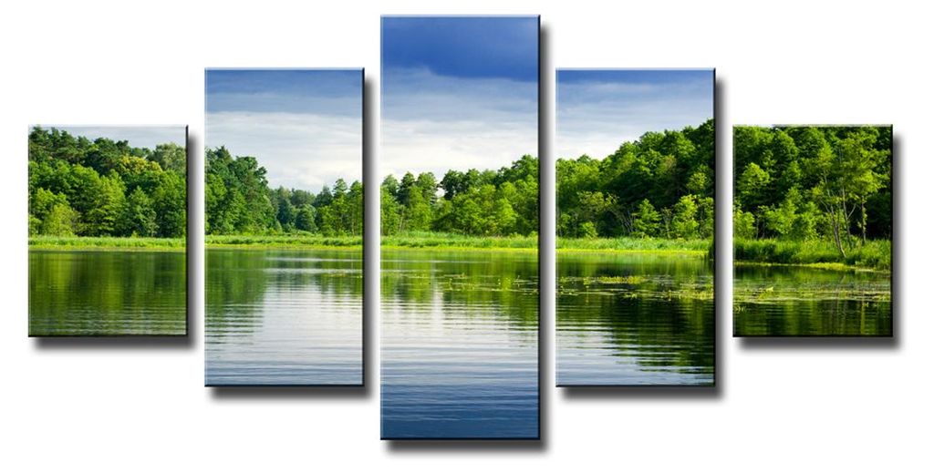 5565 Waldfluss Leinwandbild 5-teilig 160x80 cm